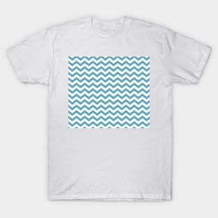 Teal Blue Thick Chevron Pattern T-Shirt